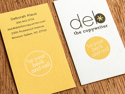 Deb the Copywriter branding business card logo