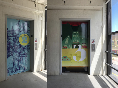Celebrating Schenectady Elevator Door Panels environmental graphics lettering mural schenectady vintage wall