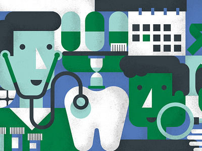 Editorial Illustration | Oral Cancer Screening abstract dental dentist editorial illustration flat geometric geometry health illustration medical people shapes texture vector