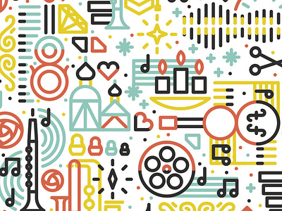 Music Concert Illustration Series circles collage flat geometric icon icons illustration instruments line monoline music pattern shapes squares vector
