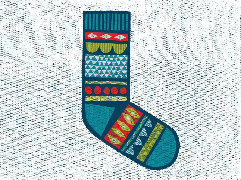 The Seasonal Sock texture green blue red scandinavian nordic retro festive christmas winter pattern sock