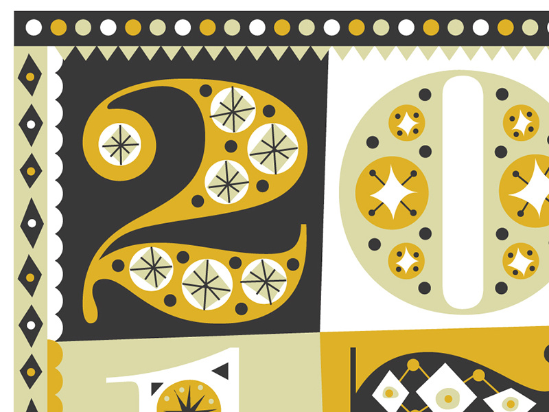 New Year, New Doodle pattern mid century scandinavian vintage vector lettering typography happy new year new year 2017