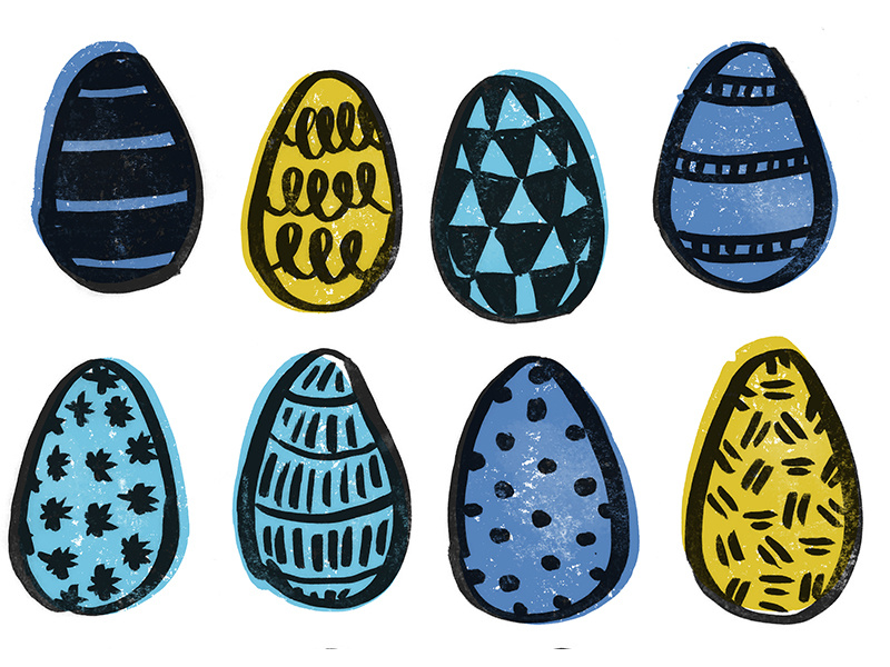 Easter Egg Doodles overlay layer linocut texture blue yellow drawing line doodle happy easter egg easter