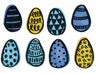 Easter Egg Doodles blue doodle drawing easter egg happy easter layer line linocut overlay texture yellow