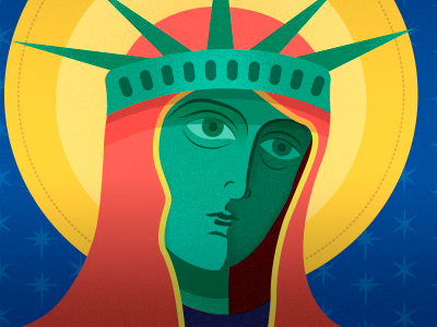 Middle of the Map Submission byzantine illustration statue of liberty virgin mary