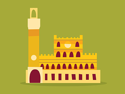 Palazzo Pubblico architecture illustration italy siena