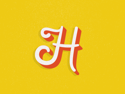 H h hand letter lettering script yellow