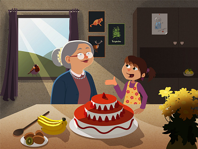 Illustration Mamie enfant 7 différences anniversaire birthday game illustration talk