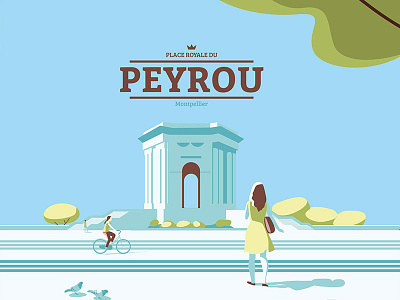 Peyrou Montpellier colors illustration montpellier tom haugomat france peyrou vector