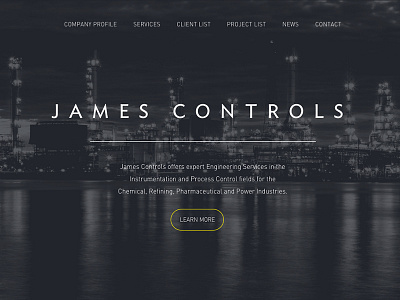 Homepage Design - James Controls clean desktop responsive simple typography website