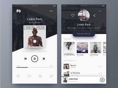 Music Player app clean design ios mobile music player ui user interface