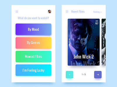 The Movie Roulette app clean ios mobile movie rating select ui