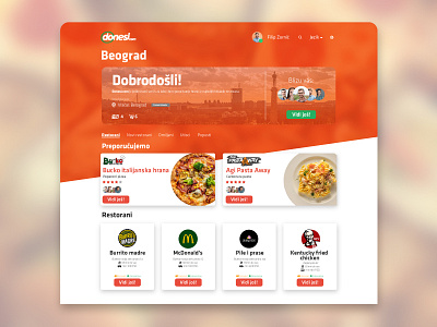 Donesi.com Food Delivery UI/UX redesign concept.