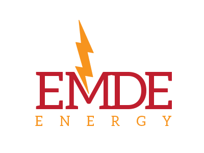 Emde Energy Logo black cock a doodle doo cockerel emde energy gray lightning orange red rooster yellow