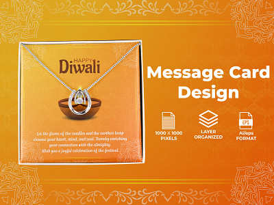 Message Card Design | Jewelry | Necklace | for Diwali branding card design graphic design message card