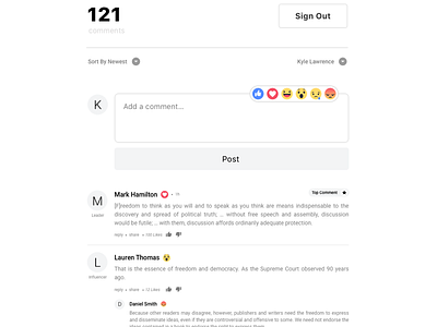 Comment Section article comment emoji facebook emoji forum message news post respond sign in talk website