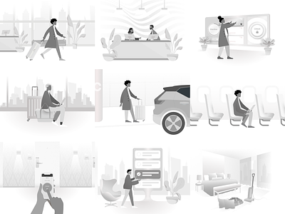 Illustrations in Process airport hotel illustrations travel vector