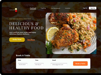 Food order restaurant website design