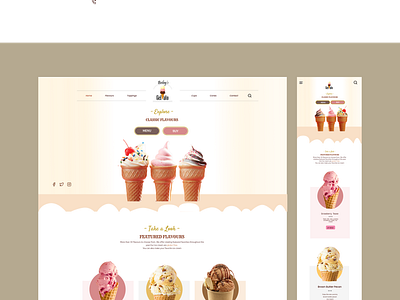 Landing page for an Ice cream online shop app design brand design branding product design social media design ui ui ux design website design