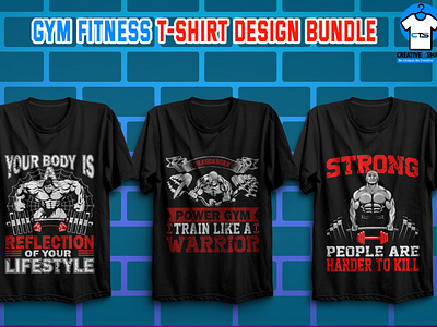 GYM FITNESS T-SHIRT DESIGN BUNDLE