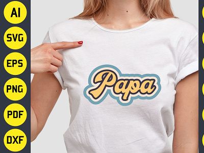 PAPA Retro T-Shirt Design best t shirt design bundle dad design father day graphic design gym t shirt design illustration papa typography