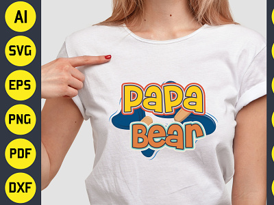 Papa Bear Father’s Day Sublimation T-Shirt Design best t shirt design bundle dad design graphic design gym gym t shirt design illustration papa typography