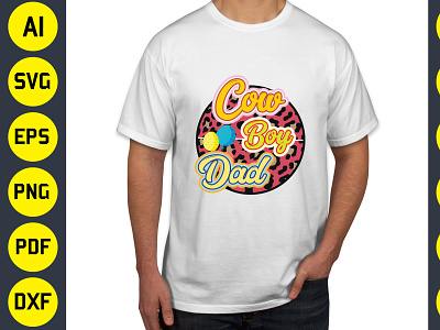 Cow Boy Dad Sublimation T-Shirt Design