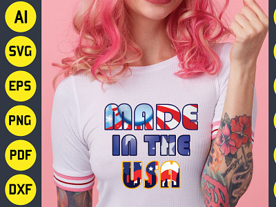 Made in the USA 4th of July Sublimation T-Shirt Design