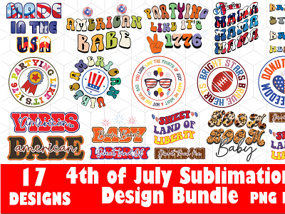 4th of July Sublimation T-Shirt Design Bundle