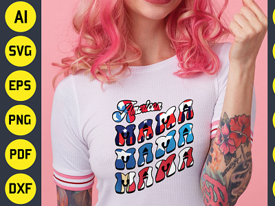 American Mama 4th of July Sublimation T-Shirt Design