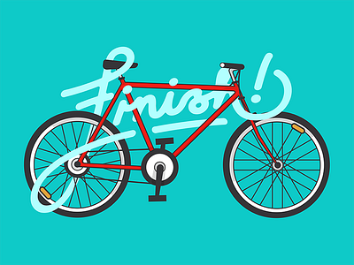 finish! bicycle finish illustration lettering overlap personal race wip