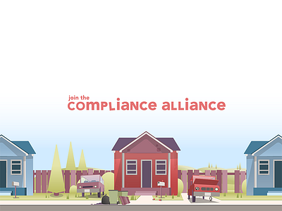 Compliance Alliance alliance cars city compliance govenrment house illustration neighborhood psa