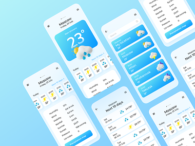 Weather app design illustration mobile ui ux weather