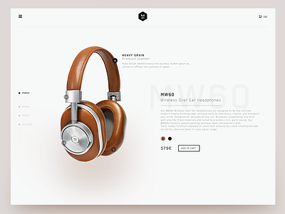 Master & dynamic (Concept) cover desktop headphone homepage interface landing page product shop store valentin salmon website