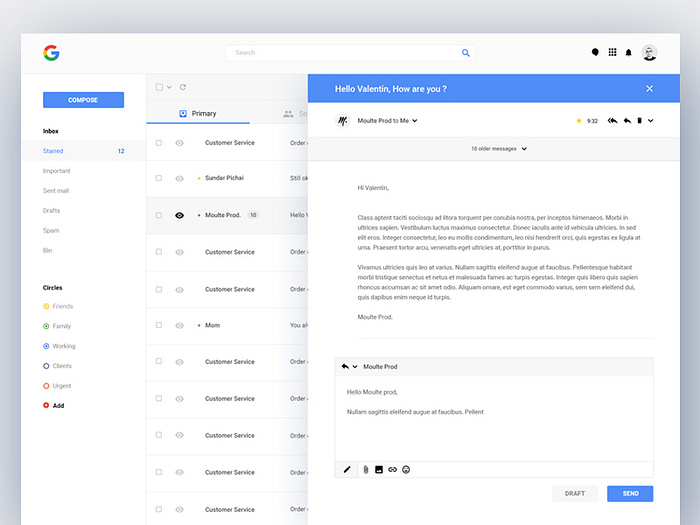 Gmail Redesign by Valentin Salmon on Dribbble