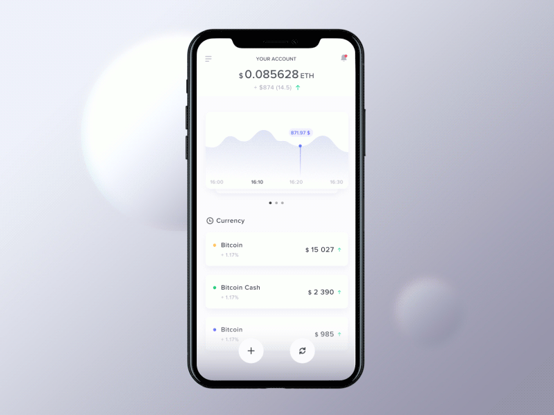 Cryptocurrency Exploration Application (Concept Animated) bitcoin crypto exploration interaction interface ios wallet