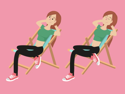Nap time character deck chair design illustration motion nap woman