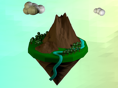Island Low poly 3d animation c4d island low poly