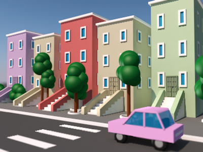 Sweet City c4d cinema 4d city low poly motion design road street tree