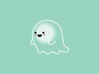 Ghost blush cute ghost glide green halloween line art spirit