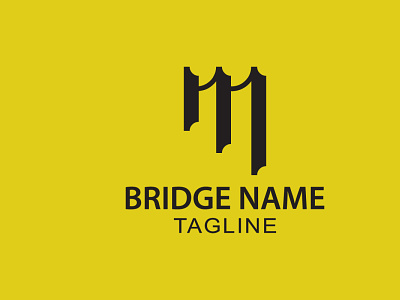 Creative m lettering old bridge logo design