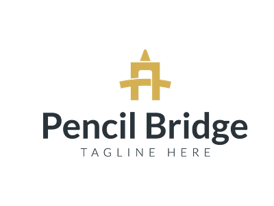 Pencil bridge modern logo design vector illustration