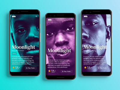 IMDB Moonlight re-design film film poster mobile mockup moonlight movie pixel3