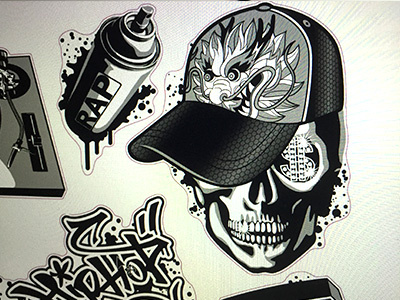 hip-hop skull hip hop illustration skull