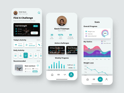 Fitness and Workout Mobile App app cards clean coach course excrcise fitness fitness app health interface ios app design minimal mobile app personal trainer trainer ui ux workout workout app yoga