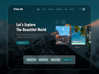 Website design concept - Travel Website adventure booking app clean concept creative design landing page design minimal modern tourism travel travel agency design travel dark website travel landing page ui ui design web web design website website design