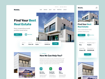 Real State Website Design agency clean home page house housing landing page modern properties property developer real state real state agency real state landing page real state website realtor rent room typhography ui design web