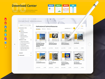 Download Center corporate industrial interface product redesign selector web design website