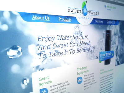 Sweet Water Systems Web Site blue branding clean green sweet water water web design web site