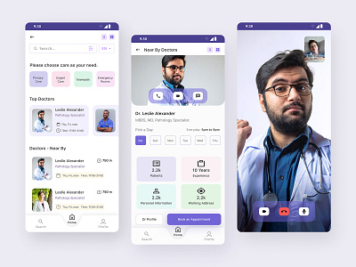 Doctor appointment app UI UX Design figma
